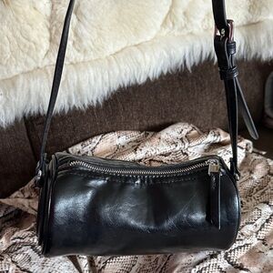 Zara Cylinder Black Leather Women's Bag